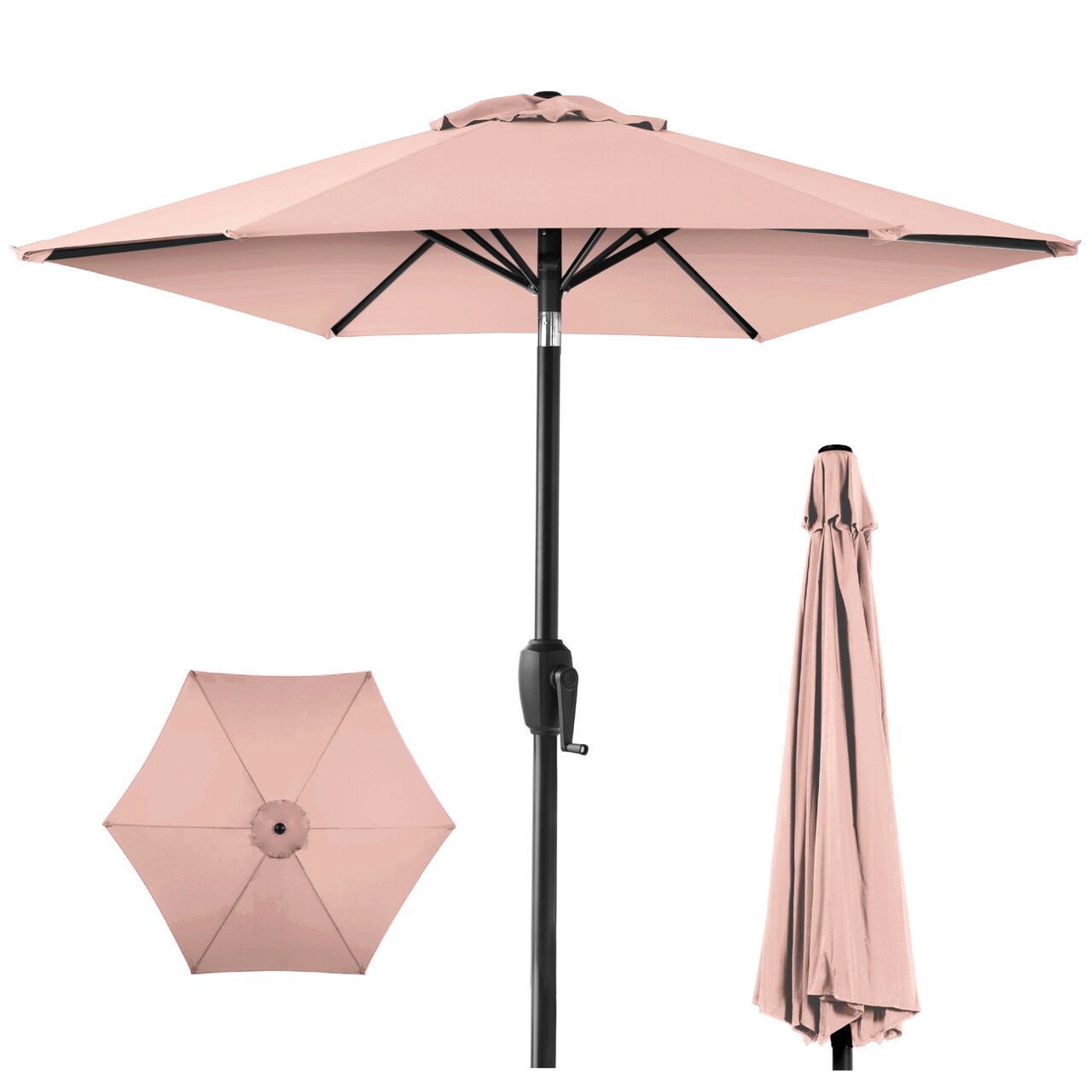 Best Choice Products 7.5ft Heavy-Duty Outdoor Market Patio Umbrella w/ Push Button Tilt, Easy Crank